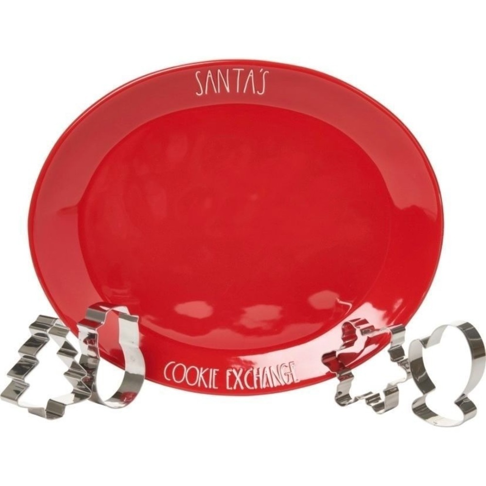 Rae Dunn New in Box Santa's Cookie Exchange Platter Set - 5-Pack